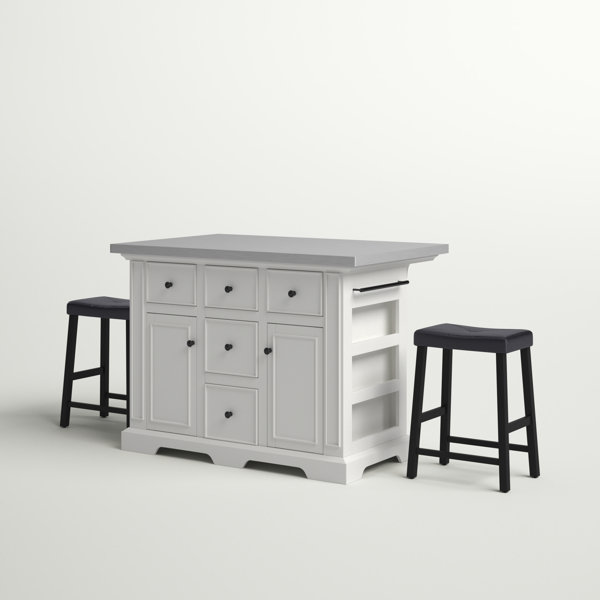 Three Posts™ Diamondback 50'' Wide Kitchen Island Set with Stainless